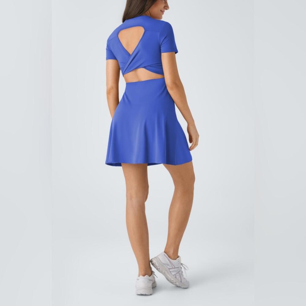 NWT Halara Aster Blue Open Back Athletic Dress Sz XS